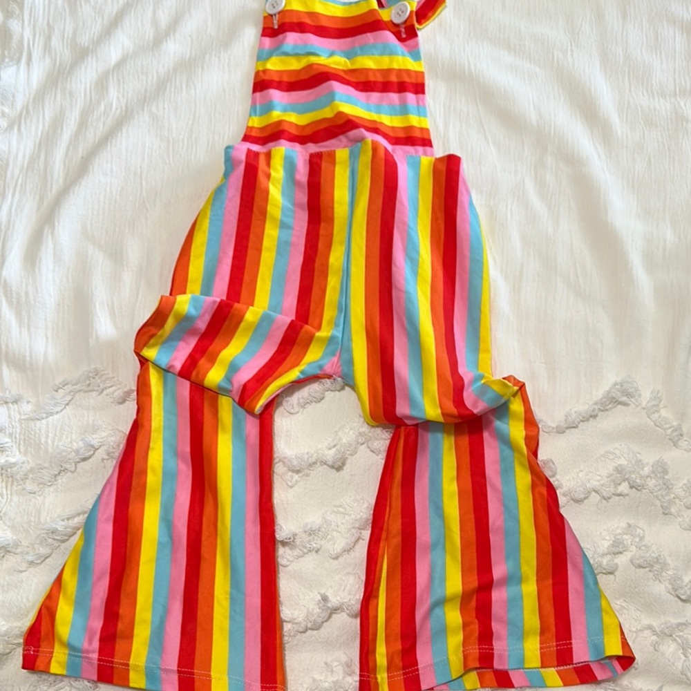Colorful Striped Kids Overalls
